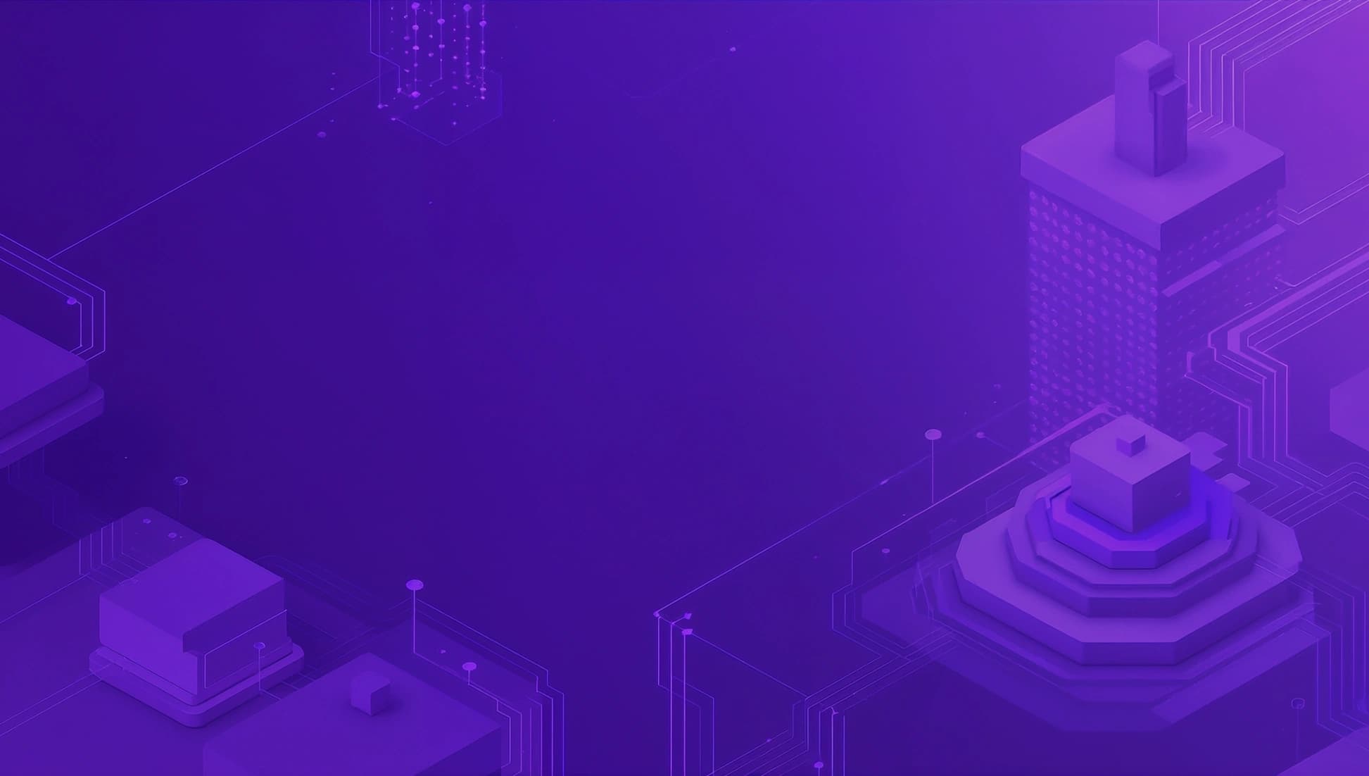 Isometric 3D technology illustration with servers and circuit patterns